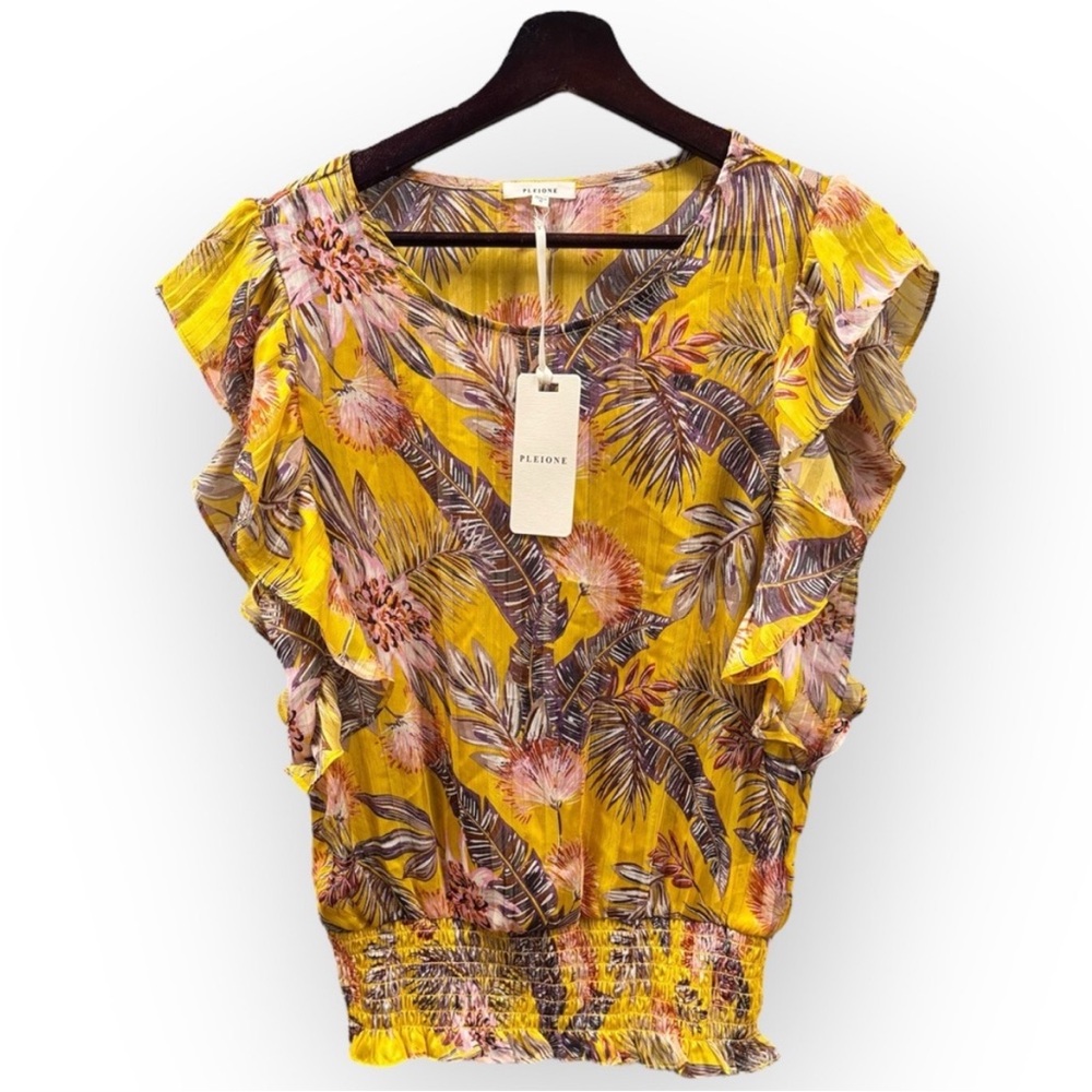 ANTHROPOLOGIE PLEIONE FLUTTER SLEEVE TOP New with tags